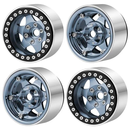 4PCS Aluminum 1.9" Beadlock Wheels Rims for Axial SCX10,TRX4 D90 1/10 RC Crawler Car Accessories Upgrades Parts - color: Titanium