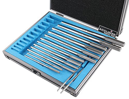 Accusize Industrial Tools Chucking Reamer Set, 0.1240" to 0.5010", 14 Pc | HSS M2 Premium, Straight Flute, Right Hand Cut, ANSI, Aluminum Case, 5528-SX00 - size: Over & Under Size 0.1240"-0.5010"