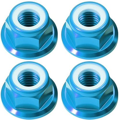 4Pcs M4 Flange Nuts Aluminum, M4-0.7mm Hex Flange Nylon Insert Lock Nuts for 1/10 Scale RC Car Traxxas Slash 4x4 2WD Stampede VXL Rustler VXL HPI Redcat Axial Racing Truck Buggy Crawler Wheels - color: Sky Blue, size: 4Pcs