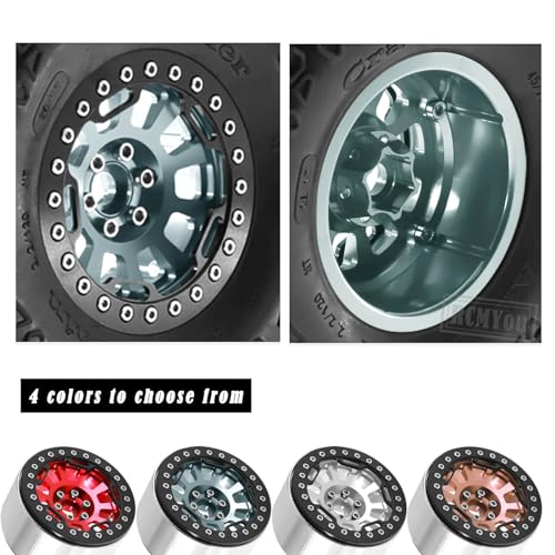 Rc 2.2 Inch Wheel Rims & Tires Wheels for 1/10 SCX10 SCX10 II 90046 SCX10 III AXI03007 TRX4 TRX6 D90 VS4-10 Gen8 MST CFX,RC Crawler Car 4pcs Aluminum RC 2.2 Beadlock Wheel,Titanium - color: Titanium - Scx10