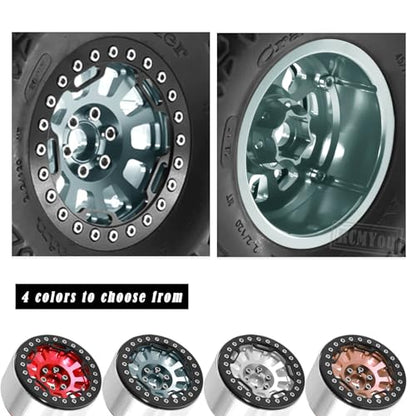 Rc 2.2 Inch Wheel Rims & Tires Wheels for 1/10 SCX10 SCX10 II 90046 SCX10 III AXI03007 TRX4 TRX6 D90 VS4-10 Gen8 MST CFX,RC Crawler Car 4pcs Aluminum RC 2.2 Beadlock Wheel,Titanium - color: Titanium - Scx10