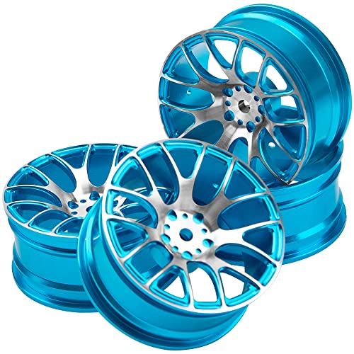 4Pack HIRCQOO Metal Wheel Rims 12mm Hex Hub Compatible with 1/10 On-Road Racing Touring Drift Car Tamiya TT-01 Kyosho RedCat Sakura D4 XIS HSP 1/10 RC Scales,Width 26mm (Blue) - color: Blue