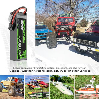 OVONIC 2S 120C 1400mAh lipo Battery with IEC Plug [2Pcs in 1 Package]