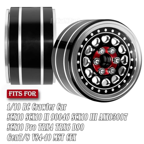 RC 2.2 Beadlock Wheels Adjustable 4 Offsets Rims for 1/10 RC Crawler Car SCX10 SCX10 II 90046 SCX10 III AXI03007 SCX10 Pro TRX4 TRX6 D90 Gen7/8 VS4-10 MST CFX,Black - color: Black (2.2 Beadlock Wheels Rims)