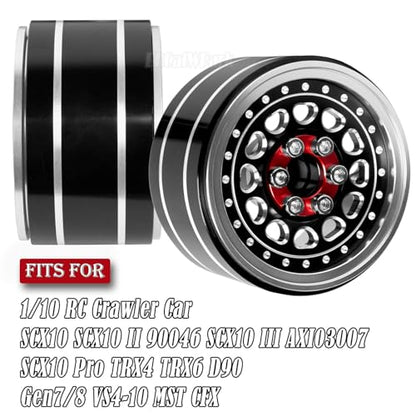 RC 2.2 Beadlock Wheels Adjustable 4 Offsets Rims for 1/10 RC Crawler Car SCX10 SCX10 II 90046 SCX10 III AXI03007 SCX10 Pro TRX4 TRX6 D90 Gen7/8 VS4-10 MST CFX,Black - color: Black (2.2 Beadlock Wheels Rims)