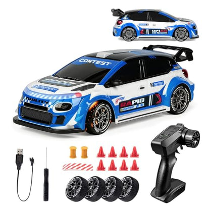 1:24 Remote Control Rally Car,4WD High Speed Remote Control Cars with LED Lights,Drift Car for Boys and Girls Age 6+ Blue - style: Blue Rally Car