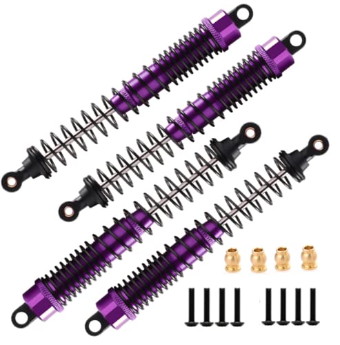 Alloy Shock Absorber Damper 130mm Adjustable for RC Car 1/10 Crawler Truck HPI HSP Losi Axial Tamiya Redcat Upgrade Part 4pcs/Set(Purple) - color: purple