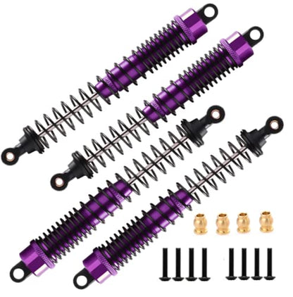 Alloy Shock Absorber Damper 130mm Adjustable for RC Car 1/10 Crawler Truck HPI HSP Losi Axial Tamiya Redcat Upgrade Part 4pcs/Set(Purple) - color: purple