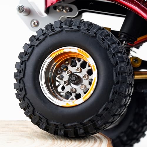 4PCS Grade 5 Titanium Wheel Face Splash Anodizing Aluminum 1.0 Inch Wheels Hubs for 1/24 Axial SCX24 TRX4M FCX24 Redcat Ascent-18 1/18 RC Crawler Car Upgrade Parts - color: Colorful Splash