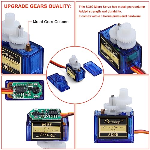 SG90 9g Micro Servo Motors for RC Models, 16-Pack | 4.8-6V, 180° analog servos with 1.4 kg-cm torque and 0.09 sec/60° speed at 4.8V for RC models and Arduino projects. - style: 16PCS