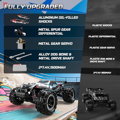 DEERC Brushless Fast RC Cars for Adults, 55KM/H, Compatible with 3S Battery | 1:18 Off-Road RC Truck, All Terrain 4x4 Racing Mecha Car, 50 Mins, Waterproof Remote Control Monster Truck, 308E