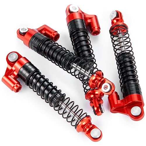 62mm Shocks kits 4pcs Adjustable Shock Absorber Damper for 1/18th TRX4-M TRX4M RC Crawler Car (Red) - color: Red