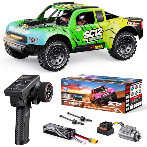 1/12 Brushless Remote Control Car RTR, 42MPH (70+Km/H 4WD Rc Short-Course Truck, Amateur-Level Rc Drift Car, Equipped with 3s 2200 Mah Battery, All-Terrain Tires, Suitable for Adults-RED - color: Green