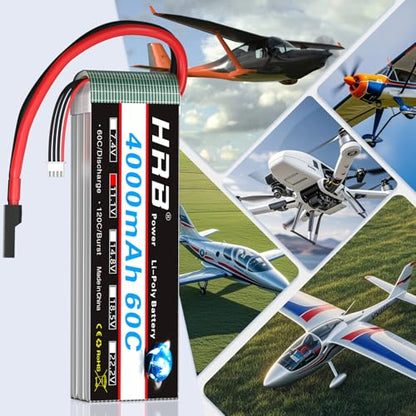 HRB 2PCS 3S 4000mAh Lipo Battery 60C TR 11.1V Compatible with RC Plane