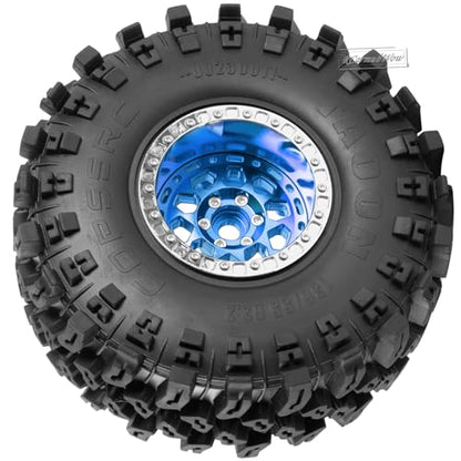 RC 2.2 Beadlock Wheels and Tires for 1/10 TRX4 SCX10 Capra AMG 6x6 Gen8 Everest Gen7 Pro RC Crawler,Alunium 2.2 Beadlock Rims RC Wheels 2.2 Beadlock Tires,4pcs,Navy Blue - color: Navy Blue(4pcs)
