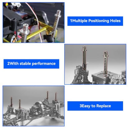 4Pcs Aluminum Body Post Mounts,Rc Body Mounts, Front Rear Extended Body Post Mount Shell for Axial Scx10 90046 1/10