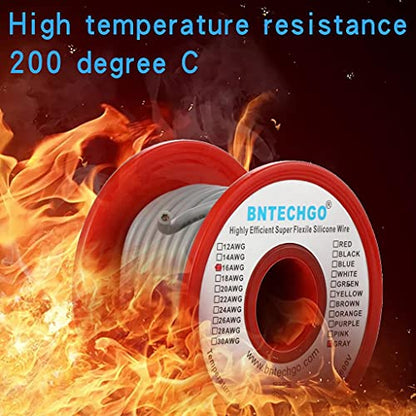 BNTECHGO 16 Gauge Silicone Wire Gray 25ft Stranded Tinned Copper Wire | Flexible 16 AWG Stranded Wire Silicone Rubber Insulation For RC Models, Drone, Robot, Battery, EV Charger, 3D Printer, DIY - color: 16 gauge silicone wire gray, size: silicone wire 25