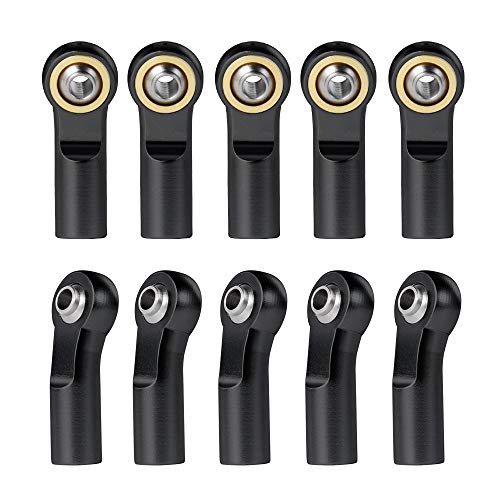 QUE-T 10pcs M3 Link Tie Rod End Metal Ball Joint Head for 1/10 RC Crawler Car Boat (Black) - color: Black