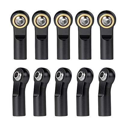 QUE-T 10pcs M3 Link Tie Rod End Metal Ball Joint Head for 1/10 RC Crawler Car Boat (Black) - color: Black