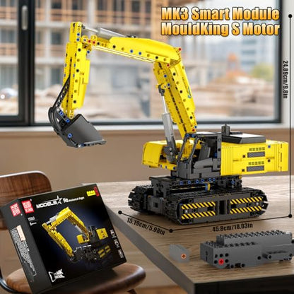 Mould King RC Excavator Building Sets, 15061 Construction Engineering Model Kits with APP Remote Control Building Kits, MOC Construction Vehicles Sets for Adult(1113PCS) - style: Mechanischer Bagger 15061