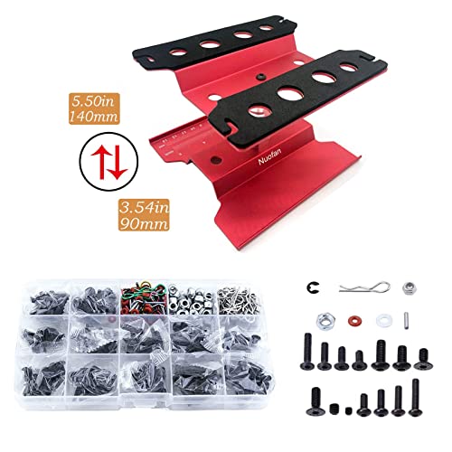 Aluminum RC Car Repair Work Stand Repair Tool Set 360 Degree Rotation and 610PCS RC Screws Kit for 1/8 1/10 1/12 1/16 1/18 RC Car Truck Scale Crawler (RC Work Stand+ RC Screws Kit)