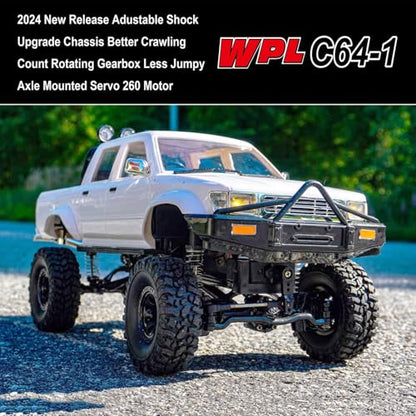 WPLDEWAN WPL C64-1 RC Crawler 1/16 Scale RC Truck 4x4 Off Road | Remote Control Rock Crawler All Terrain Pickup RTR 260 Motor Upgraded Chassis 2.4GHz Proportional Control Adult