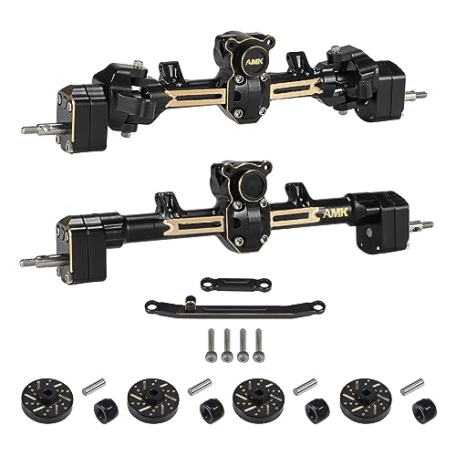 SCX24 Axles 174g SCX24 Brass Front and Rear Portal Axle with Brass Wheel Hubs Counterweights Set for 1/24 RC Crawler Axial AX24 FCX24 SCX24 Upgrades Accessories