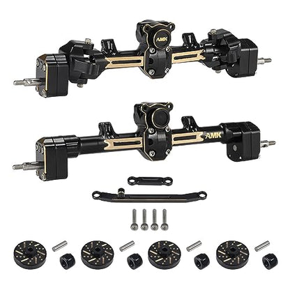 SCX24 Axles 174g SCX24 Brass Front and Rear Portal Axle with Brass Wheel Hubs Counterweights Set for 1/24 RC Crawler Axial AX24 FCX24 SCX24 Upgrades Accessories