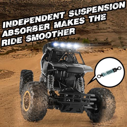RC Cars Remote Control Car 1:12 Off Road Truck, Metal Shell LED Headlights Offroad Monster RC Truck, 4x4 All Terrain Hobby RC Cars Toys for Boys Kids Adults Gifts 8-12 - color: 4 Wheels Black