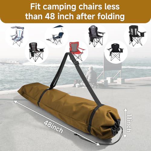Xxerciz Camping Chair Bag 48 Inches Folding Chair Cover with Adjustable Shoulder Strap Nylon Tent Bag Heavy Duty Chair Cover for Travel Camping Sports (Exclude Chair) - color: Kahki