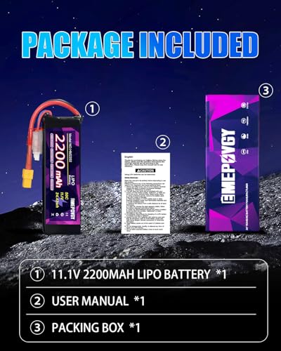 11.1V Lipo Battery Pack 3S 2200mAh 50C with XT60 Plug for FPV Drone Quadcopter RC Airplane Aircraft - color: XT60