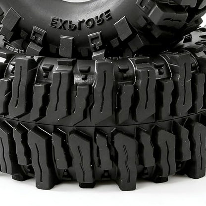 REDSPIDER RC 1.3inch Beadlock Wheels and Crawler Tires 64mm * 26mm Mud Slingers X Super Soft Sticky Tyres For RC 1/24 1/18 Scale Crawler TRX4M SCX24 FCX24 FCX18 (Silvery) - color: Silvery