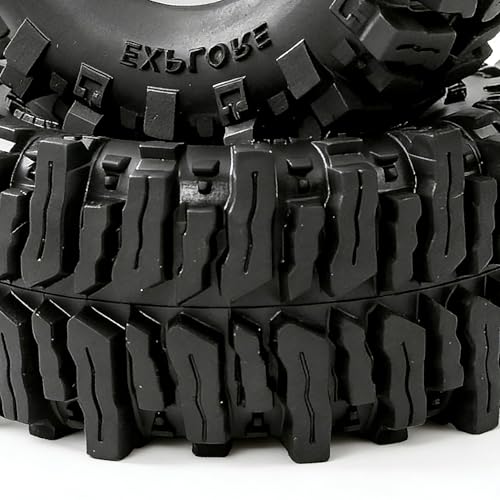 REDSPIDER RC 1.3inch Beadlock Wheels and Crawler Tires 64mm * 26mm Mud Slingers X Super Soft Sticky Tyres For RC 1/24 1/18 Scale Crawler TRX4M SCX24 FCX24 FCX18 (Black) - color: Black
