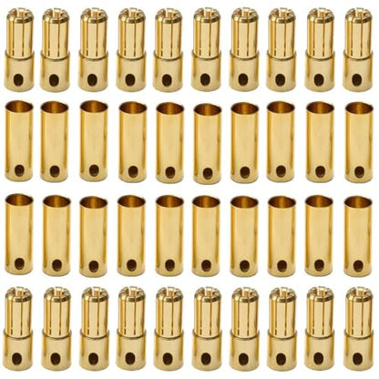 20 Pairs Gold-Plated 6.5MM Banana Plug Bullet Male and Female Connector Adapter for RC Lipo Battery ESC Motors (6.5MM) - size: 20Pairs 6.5MM