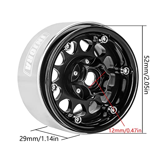 INJORA 1.9 Beadlock Wheel Offset -10.4mm for 1/10 RC Crawler (Black) - color: Black