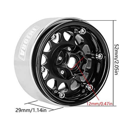 INJORA 1.9 Beadlock Wheel Offset -10.4mm for 1/10 RC Crawler (Black) - color: Black