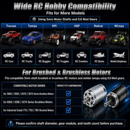 0.6M Hardened Steel Pinion Gear Set 23T-27T, 5mm Bore, 5PCS | 0.6M Metric Pitch Gear, 23T 24T 25T 26T 27T Gear Set, 5mm Motor Shaft Bore, Hardened Steel Material - color: 0.6M-5mmGC-23-27T