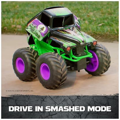 Monster Jam Smash & Bash Grave Digger RC Truck 1:15 Scale Vehicle | Includes 1 Repairable RC Truck, Crash and Rebuild with a Button Press, Indoor & Outdoor Action, Toys for Ages 4 and Up