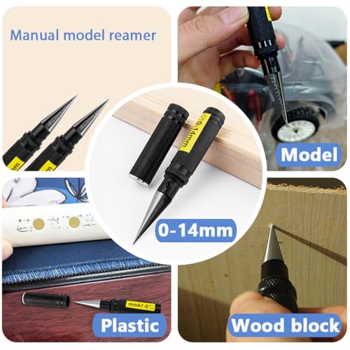 Wolfride 2Pcs 0-14mm Drill Puncher Reamer, Hole Opener Reamer Head Bevel Design, Reaming Knife Drill Tool for RC Car Hole Opener Expanding Drill