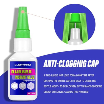 2 Pcs Clear Rubber Glue, Fast Drying Super Glue for RC Tire, Shoes, Belt, Soles, Hose, Mat Repair and More, Waterproof, Heat-Resistant Strong Adhesive - size: 2 Pack