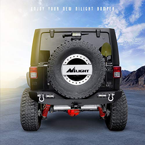 Nilight Front + Rear Combo Compatible for 2007-2018 Jeep Wrangler JK,Rock Crawler Bumper with Hitch Receiver & Nilight Upgraded LED Lights Off Road Textured Black - color: Front Bumper + Rear Bumper