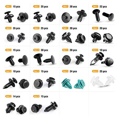 GOOACC - GRC-34 Push Bumper Fastener Rivet Clips with 18 Most Popular Sizes Auto Push Pin Rivets for Benz, BMW, Toyota, Honda, Subaru, Nissan, Mazda etc - color: 360Pcs Clips + Remover