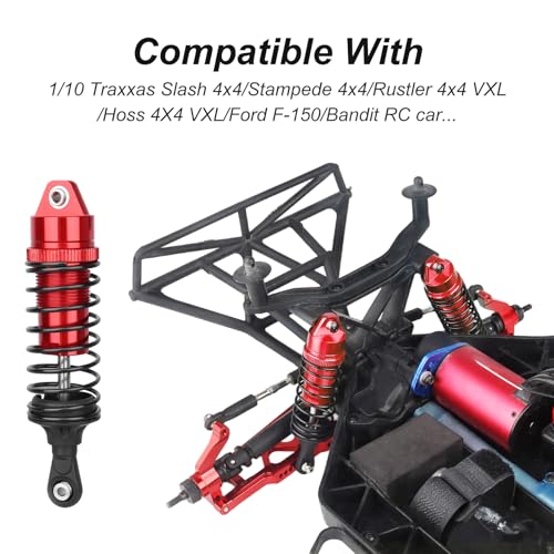 HobbyPark RC Shocks for 1/10 Traxxas Slash 4x4 Hoss Rustler Stampede Bandit VXL Nitro Shock Absorber Damper Set Upgrades Parts Replace of 5862 (Red)
