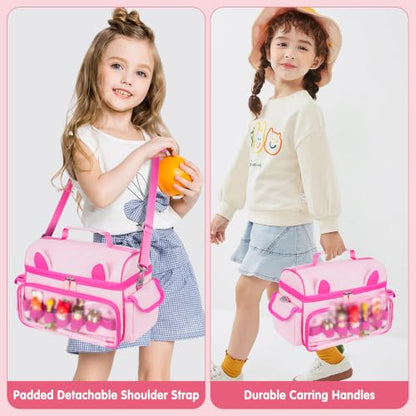 Carrying Case Compatible with Toniebox 2 & 1 Starter Set & Tonies Figures | Cute Storage Bag Fits for Tonies Characters, Headphones & Accessories, Travel Case with Clear Pocket & Speaker Window,Pink - color: Pink