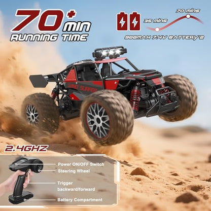 High Speed 30+KM/H Remote Control Car, 1:14 RC Cars for Boys Age 8-12, 2.4 GHz All Terrain RC Truck, Ideal Gifts Off-Road RC Car for Adults Kids with 2 Rechargeable Batteries