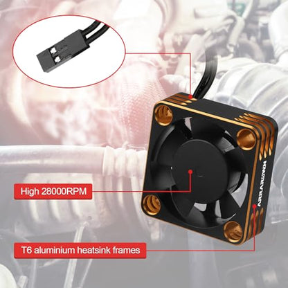RC Car Motor Cooling Fan Heatsink 2Pack 28000RPM Brushless ESC Cooling Fan | RC Cooling Fan for RC Car 1/8 1/10 540 550 Motor (Black+Gold) - color: Black Gold 2Pack