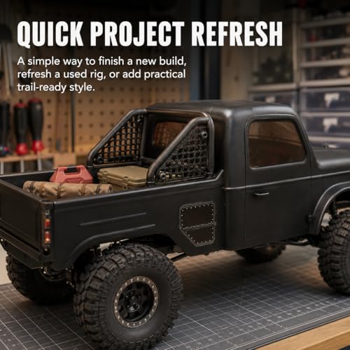 SplashNColor Side Net Set Compatible with Element RC Enduro Ecto – Bed Cargo Retention Upgrade | 1/10 Trail Truck Scale Detail Panels for Rear Pickup Area