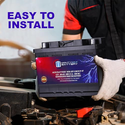 Mighty Max Battery MM-H5 Start and Stop Car BCI Group Size 47 12V 60 AH, 100RC, 680 CCA Rechargeable AGM Car Battery - style: Group 47