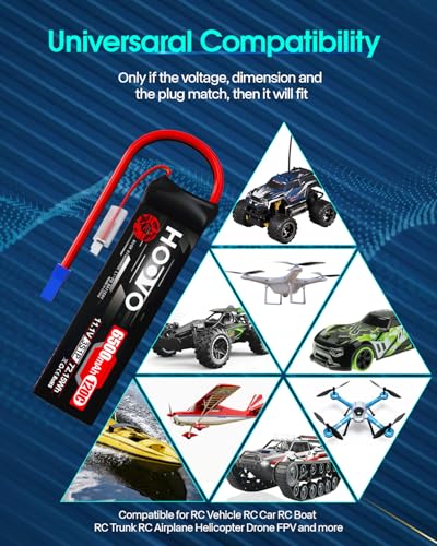 HOOVO 3S Lipo Battery, 11.1V 6500mAh 120C RC Battery Pack,Softcase with EC5 Plug for RC Car Truck Buggy Crawler Airplane Boat RC Vehicle,2Packs