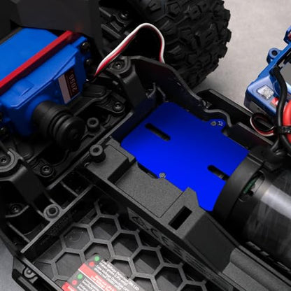 Electronic Mount Plate ESC Receiver Tray for Tra-xxas Mini Maxx | 4WD RTR Brushless Monster Truck 1/16 RC Car Upgrades Aluminum Blue - color: Blue